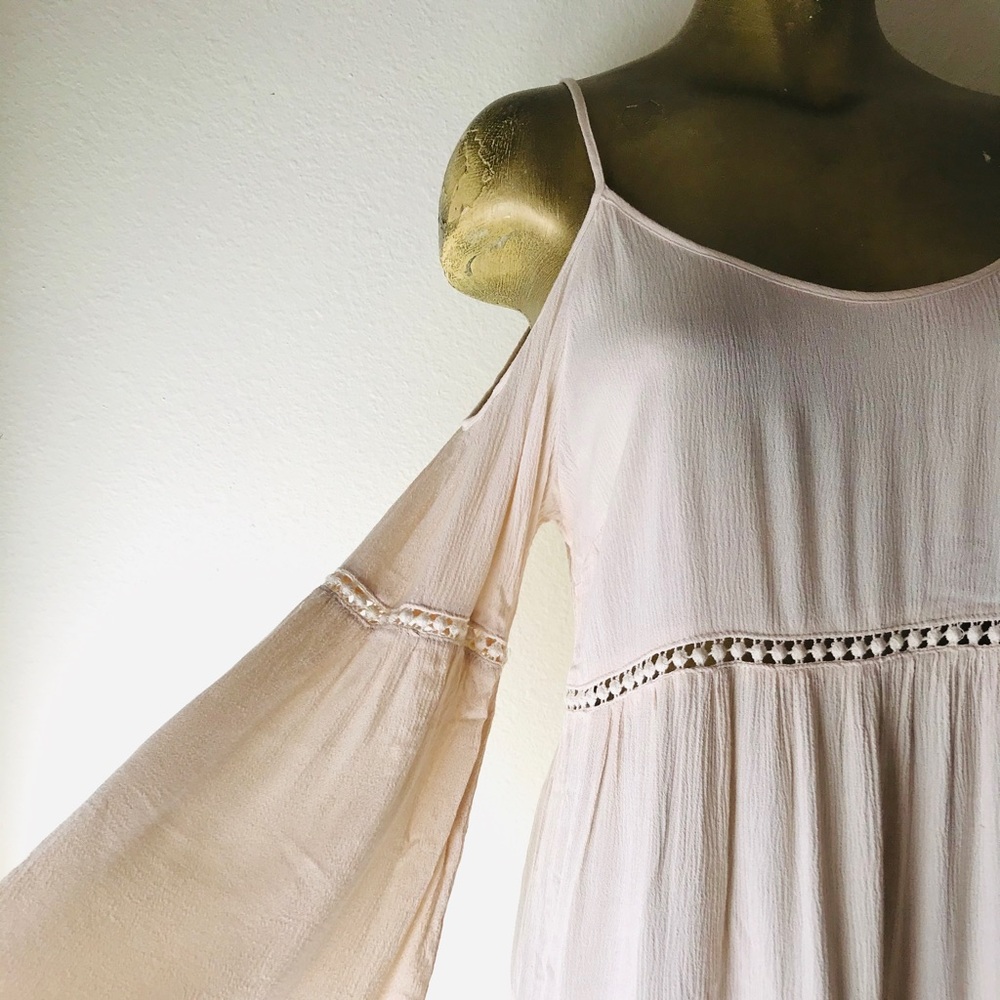Sweet Little Bell Sleeve Hippie BABYDOLL Mini Boho DRESS Medium